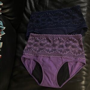 NWOT Lace Trim Purple and Navy Incontinent Panties